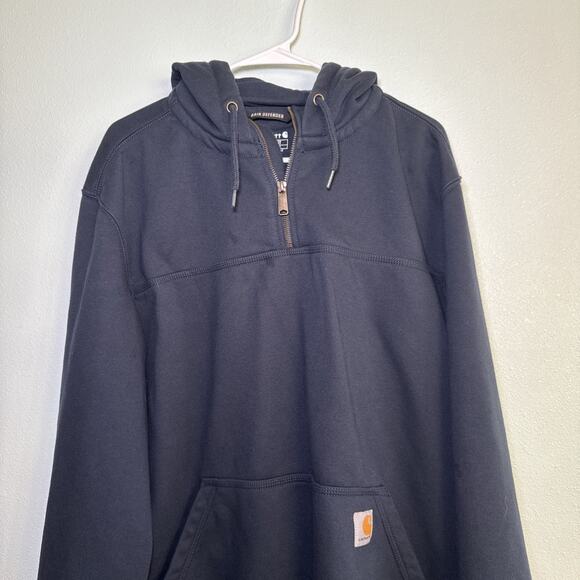 Carhartt Men's Rain Defender Navy Loose Fit Heavyweight Quarter Zip Large Tall - Picture 4 of 5